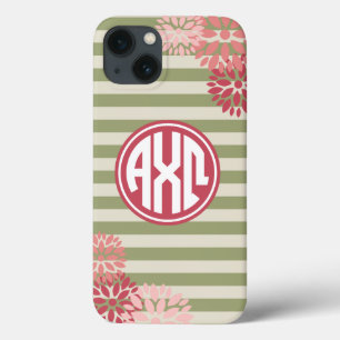Alpha Chi Omega   Monogram Stripe Pattern iPhone 13 Case