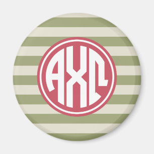 Alpha Chi Omega Monogram Stripe Pattern Magnet