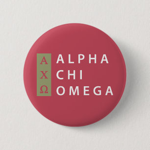 Alpha Chi Omega Stacked Logo 6 Cm Round Badge