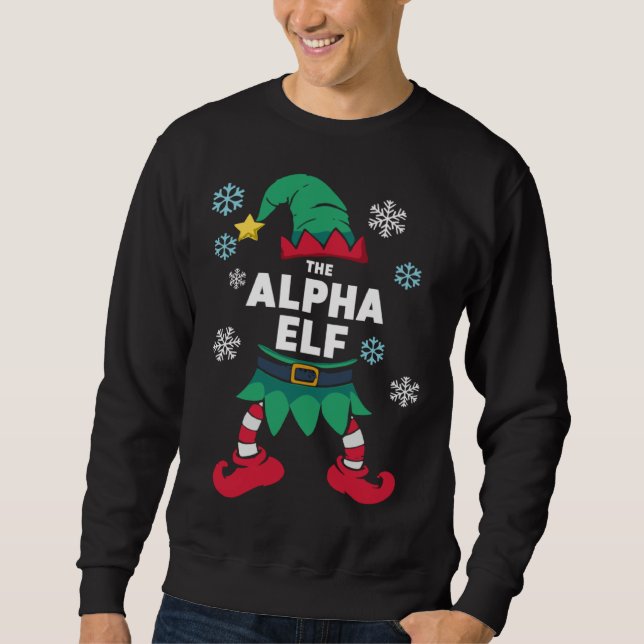 Alpha Elf Family Christmas Party Pyjamas Sweatshirt (Front)
