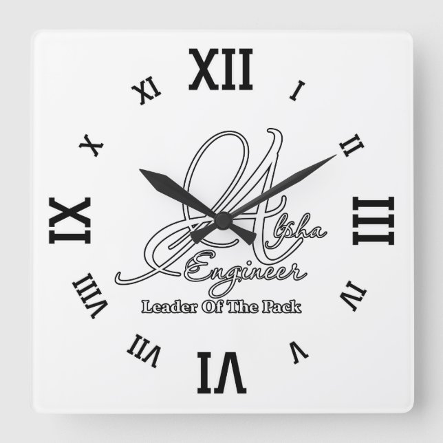 Alpha Engineer Square Wall Clock (Front)