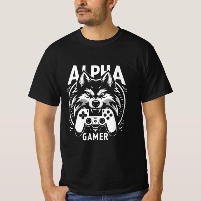 Alpha Gamer Wolf Controller  T-Shirt (Front)
