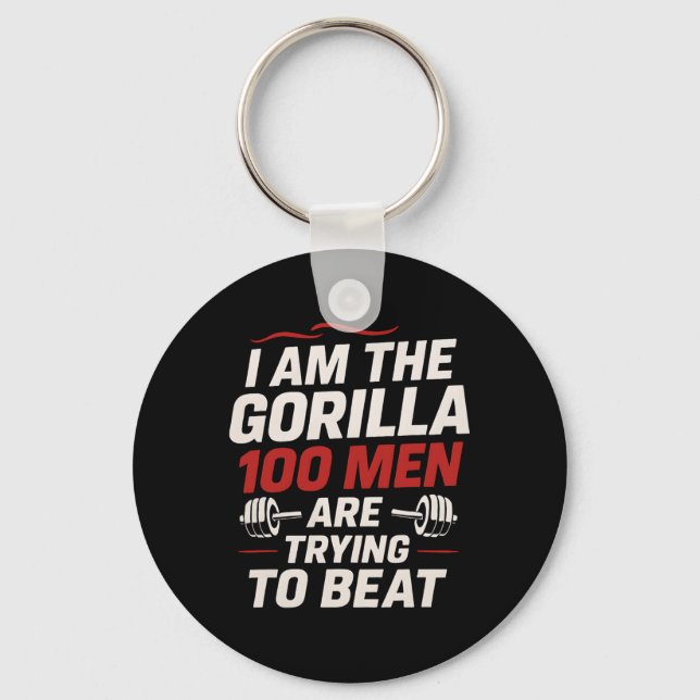 Alpha Gorilla Gym Bodybuilding Funny Bold Workout  Key Ring (Front)