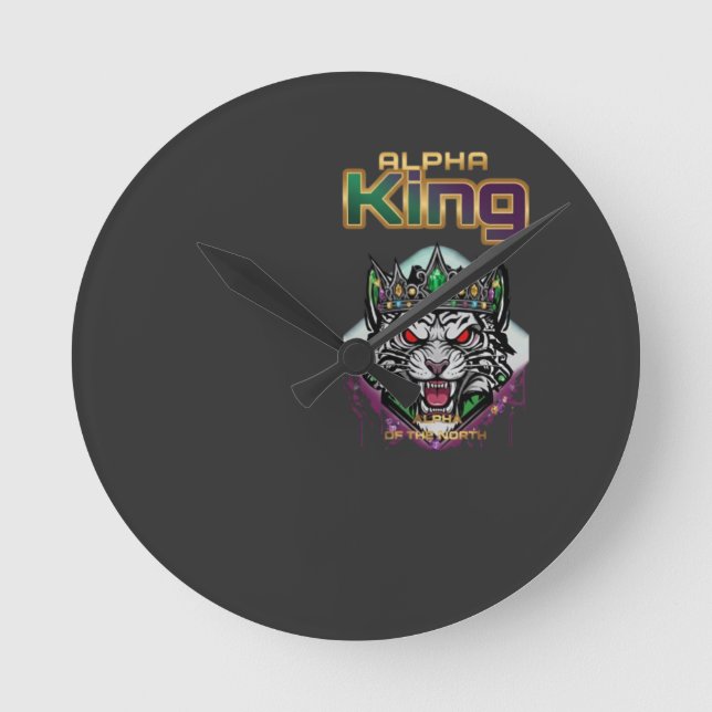 Alpha king lion motivational office round clock (Front)