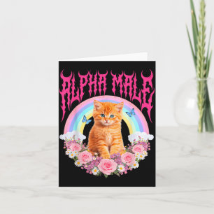 Alpha Male Cat Funny Kitten Rainbow Floral Stupid Card
