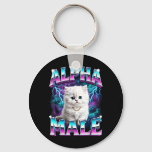 Alpha Male Cat Kitten Funny for Men Women Key Ring