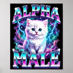 Alpha male cat kitten funny for men women  poster