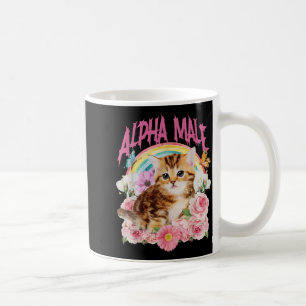 Alpha Male Funny Cat Kitten Rainbow Floral Women Coffee Mug