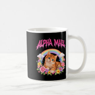 Alpha male funny kitten rainbow floral Alpha male Coffee Mug