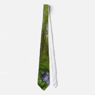 Alpha Male Grey Wolf & Forest Wildlife Necktie