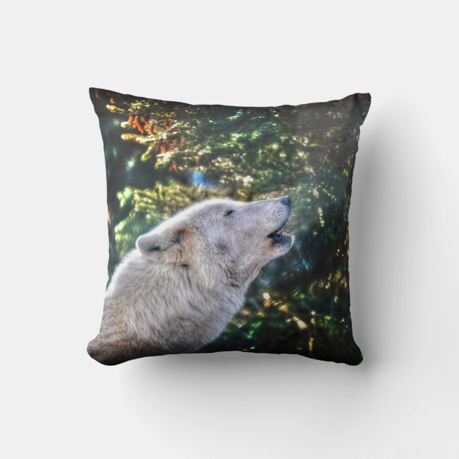 Alpha Male Grey Wolf Wildlife Photo Cushion (Front)