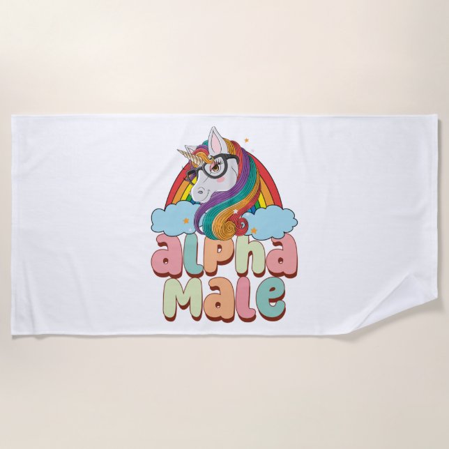 Alpha Male Ironic Unicorn 2 Beach Towel (Front)