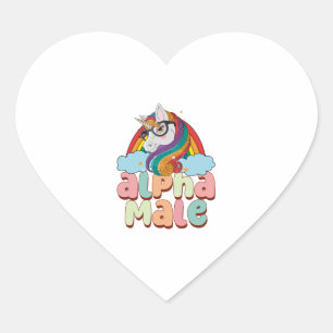 Alpha Male Ironic Unicorn 2 Heart Sticker