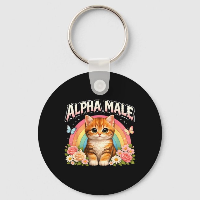 Alpha Male Kitten Cat Funny Key Ring (Front)