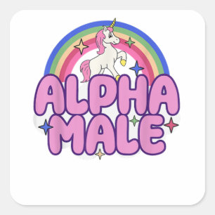 Alpha Male Unicorn Funny Sarcastic Ironic Weird Y2 Square Sticker