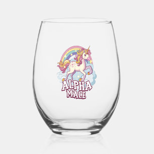Alpha Male Unicorn Stemless Wine Glass