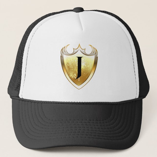 Alpha Monogram J Artistic Letter Everyday Style Trucker Hat (Front)