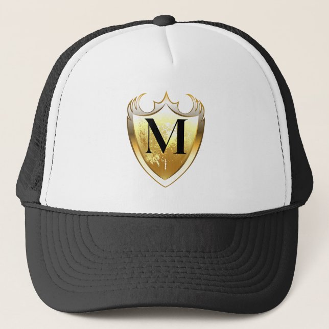 Alpha Monogram M Artistic Letter Everyday Style Trucker Hat (Front)