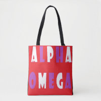 Alpha Omega red white purple big text