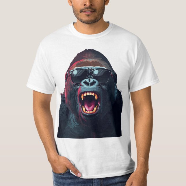 Alpha Rage – Roaring Gorilla with Sunglasses T-Shirt (Front)