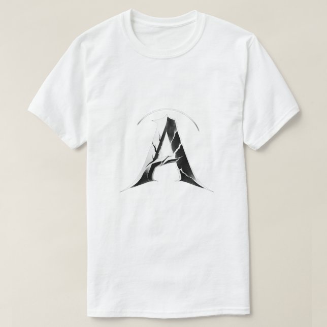 Alpha Shadow A – Premium Dark Letter A T-Shirt (Design Front)