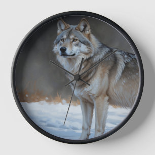 Alpha Timber Wolf Art Clock