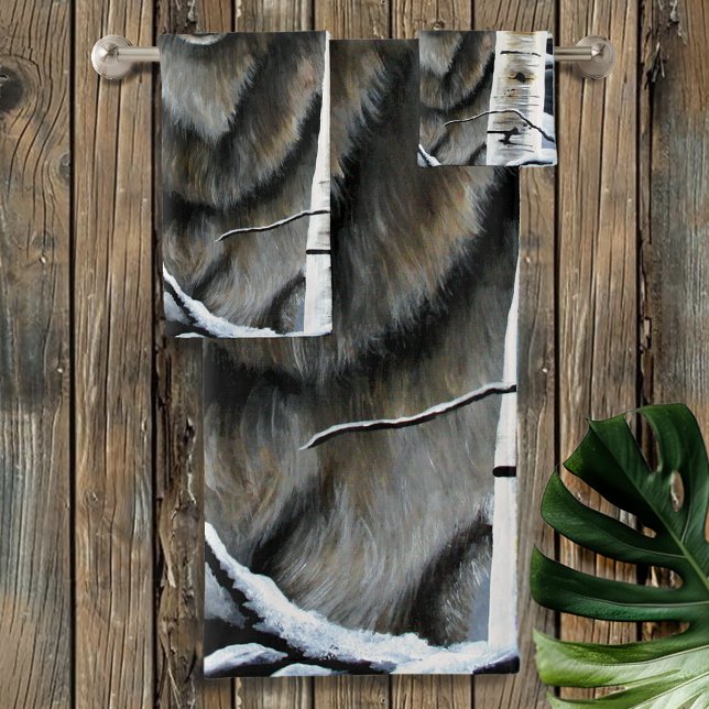 Alpha Timber Wolf Poplar Trees  Bath Towel Set (Creator Uploaded)