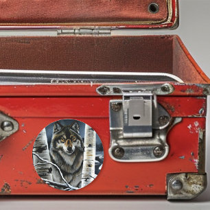 Alpha Timber Wolf Poplar Trees Classic Round Sticker