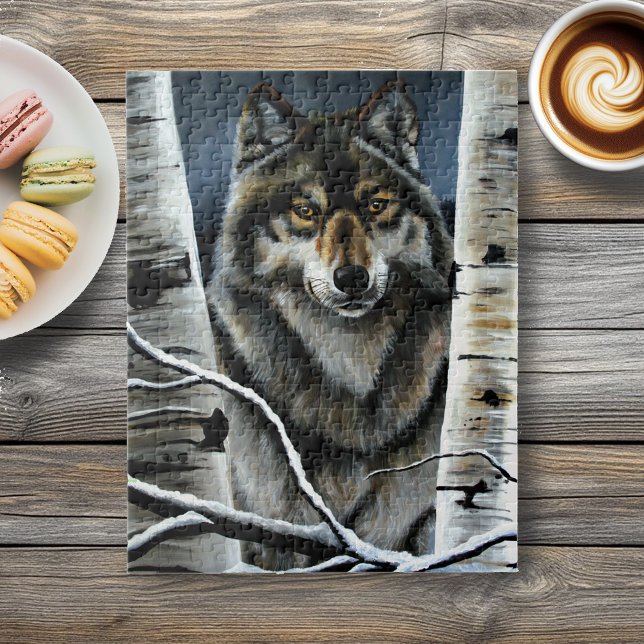 Alpha Timber Wolf Poplar Trees Jigsaw Puzzle (Creator Uploaded)