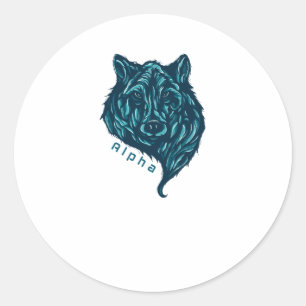 Alpha wolf classic round sticker
