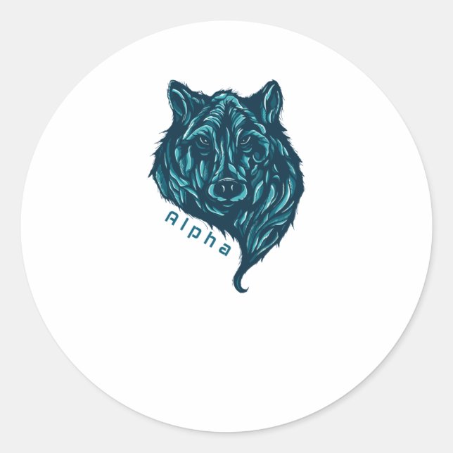 Alpha wolf classic round sticker (Front)