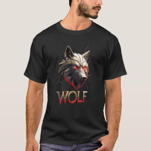 Alpha Wolf Head Graphic T-Shirt - Red Glow Eyes