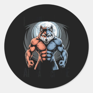Alpha Wolf Human By Chance Alpha Choice Funny Meme Classic Round Sticker