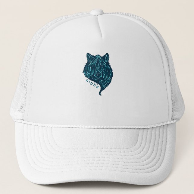 Alpha wolf trucker hat (Front)