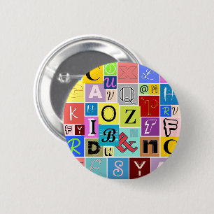 Alphabet 6 Cm Round Badge