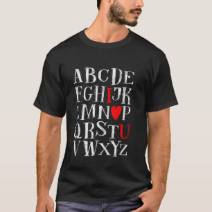 Alphabet ABC Heart Love Valentines Day Teacher T-Shirt