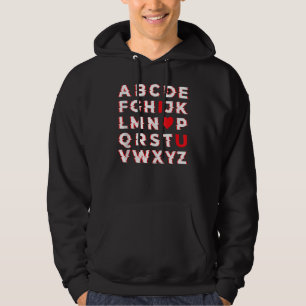 Alphabet ABC I Heart You Valentine's Day Love Hoodie