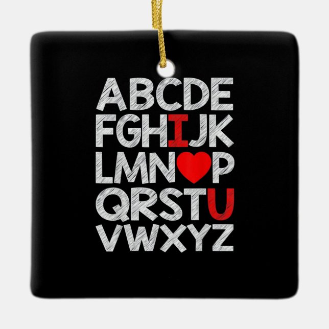 Alphabet ABC I Love You Ceramic Ornament (Front)