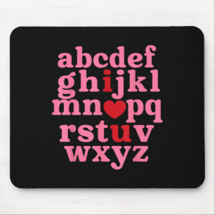 Alphabet Abc I Love You Heart Funny Valentines Day Mouse Pad