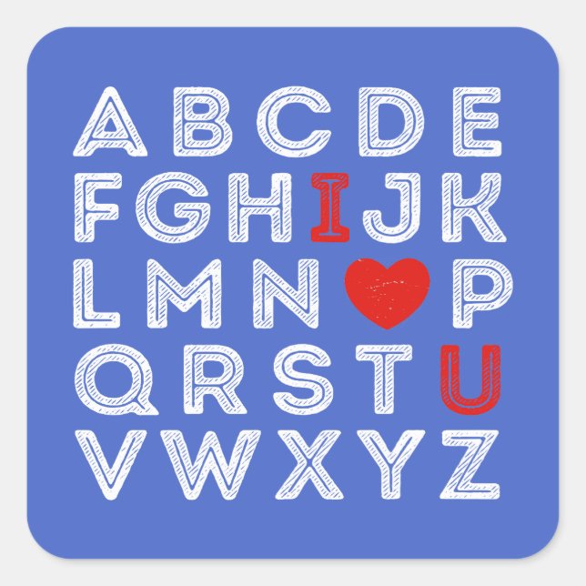 Alphabet ABC I Love You Square Sticker (Front)