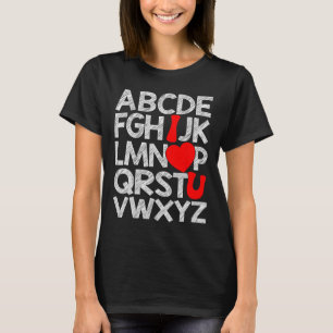 Alphabet Abc I Love You T Shirt Valentines Day Hea