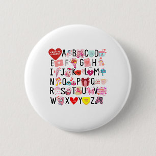 Alphabet Abc I Love You T Shirt Valentines Day Hea 6 Cm Round Badge