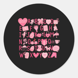 Alphabet Abc I Love You T Shirt Valentines Day Hea Classic Round Sticker
