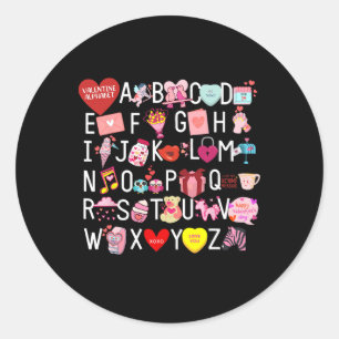 Alphabet Abc I Love You T Shirt Valentines Day Hea Classic Round Sticker