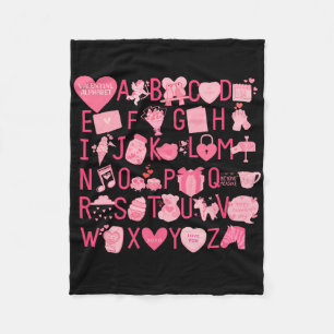 Alphabet Abc I Love You T Shirt Valentines Day Hea Fleece Blanket