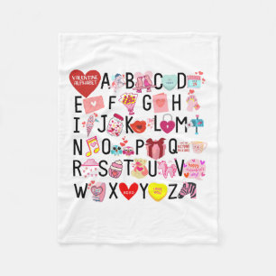 Alphabet Abc I Love You T Shirt Valentines Day Hea Fleece Blanket