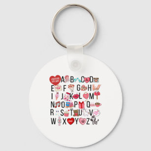 Alphabet Abc I Love You T Shirt Valentines Day Hea Key Ring