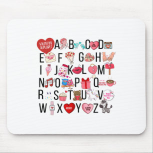 Alphabet Abc I Love You T Shirt Valentines Day Hea Mouse Pad