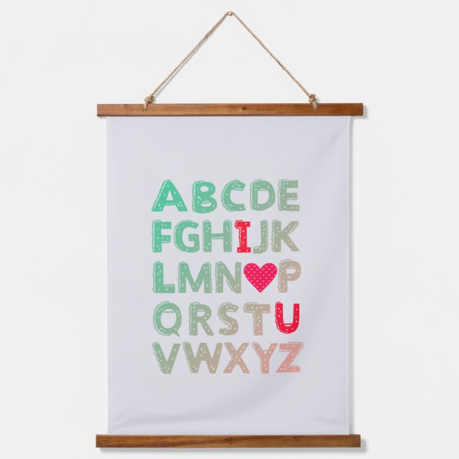 Alphabet ABC I Love You Unique Valentine's Day  Hanging Tapestry (Front)