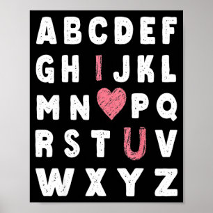 Alphabet Abc I Love You Valentines Day Heart Poster